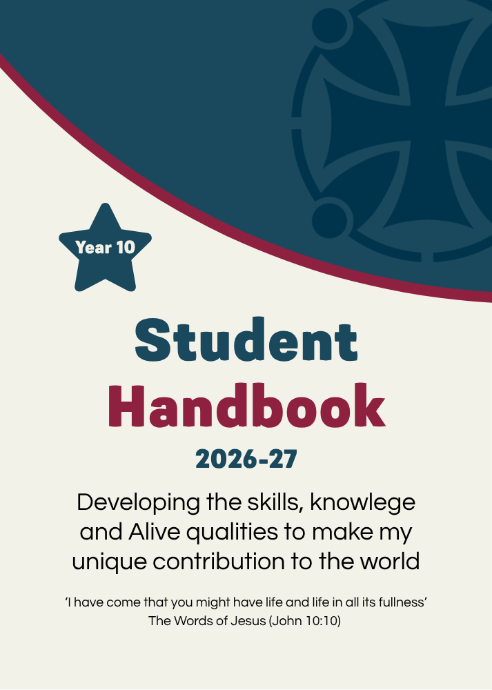 Front cover of Year 10 Student Handbook