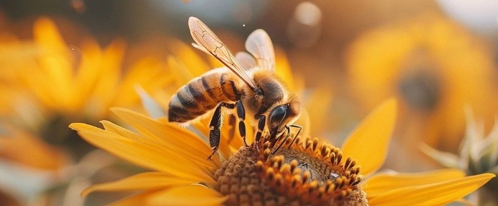 A bee on a yellow flower head
